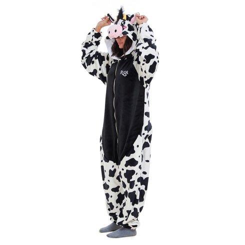Snuggs Blanket Animal Onesie Black Cow